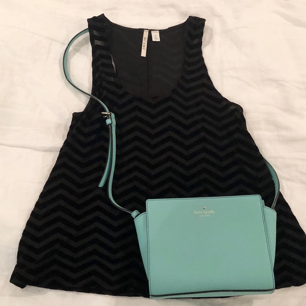Black chevron sheet/velvet tank top